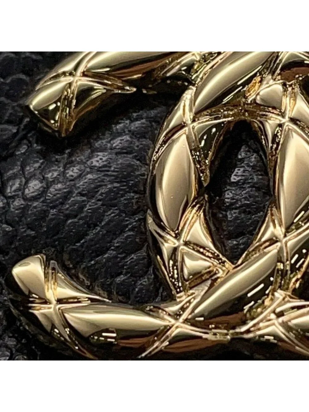 Chanel Coin Purse Quilted Fragment Caviar Leather Wallet Black
